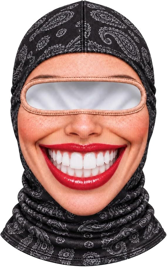 Balaclava ski mask with funny face print