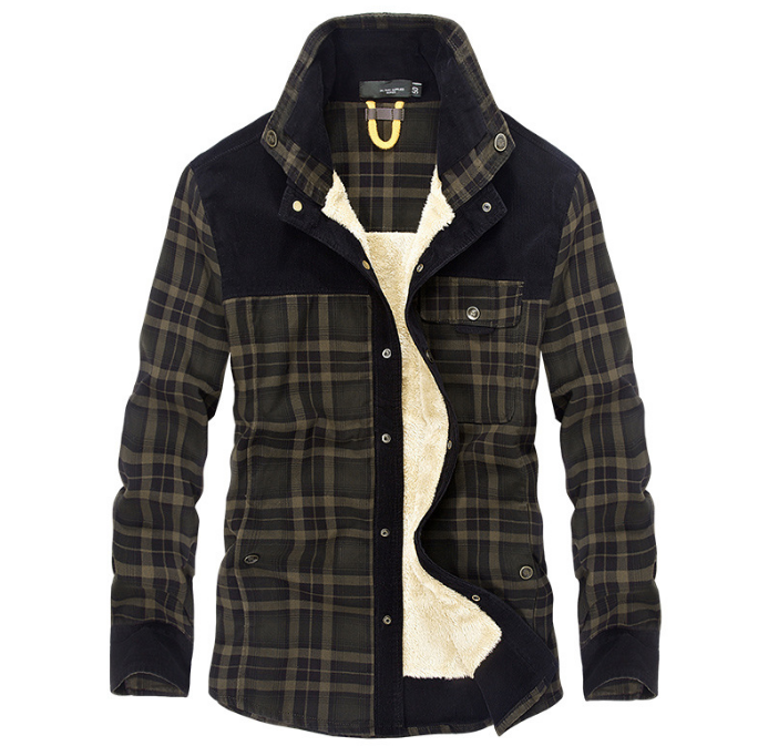 Man in a fleece lined check shirt jacket