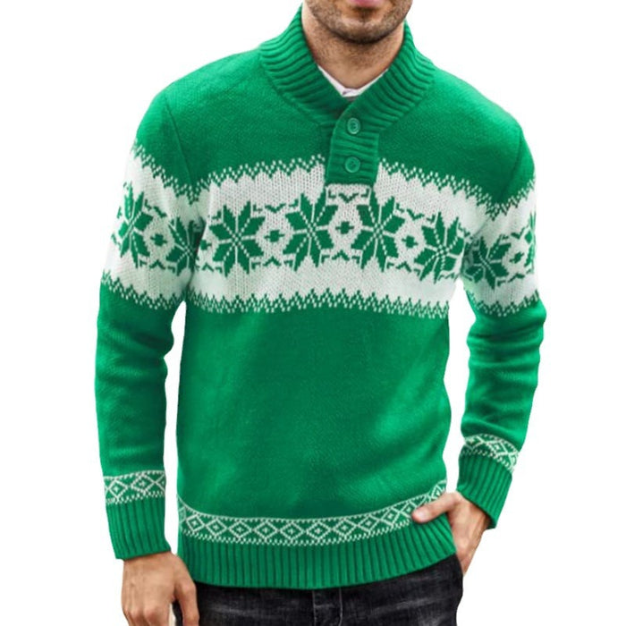Harry | Men's Christmas snowflake jumper with shawl collar