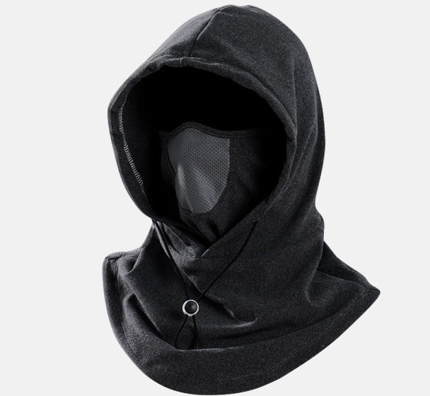 Black fleece balaclava with mesh panel
