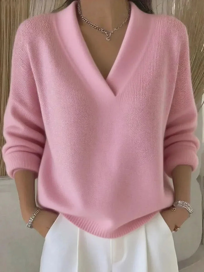 ROSEMERE RELAXED V-NECK KNIT