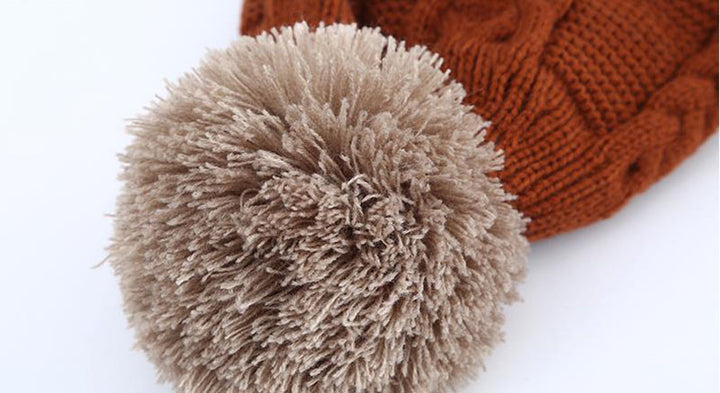 Knitted bobble hat, face mask and snood set