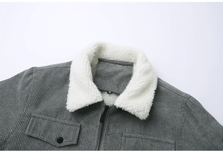 Man in a corduroy jacket with sherpa collar