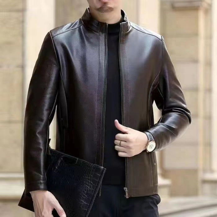 Freddie | Men's faux leather jacket with stand collar or lapel