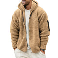 Man in a teddy fleece hooded jacket