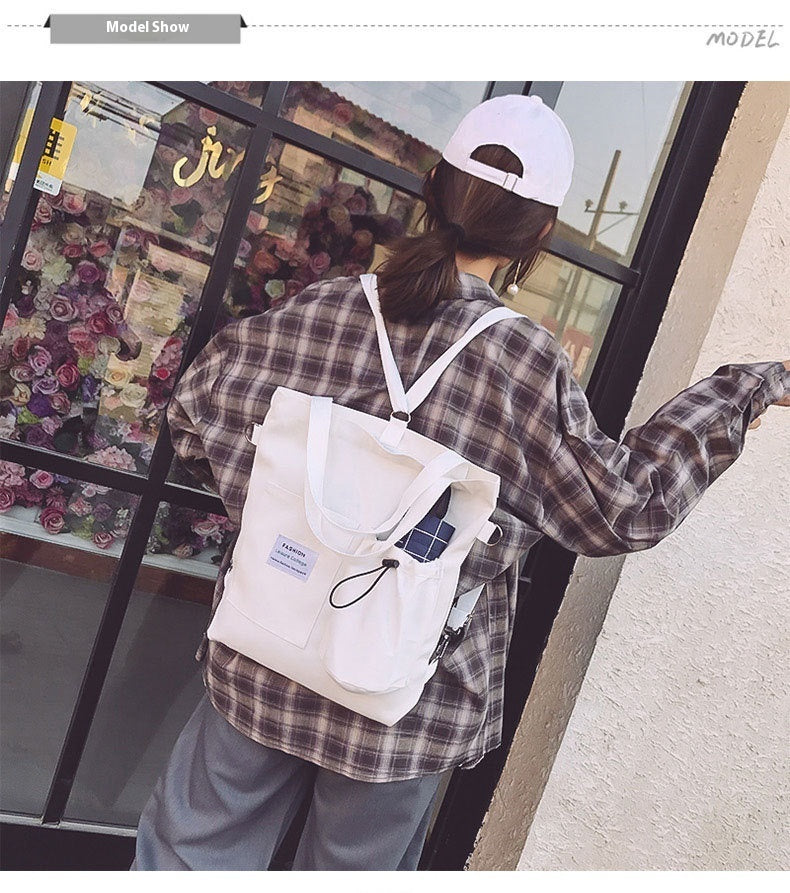 Canvas tote bag with front pockets