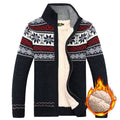 Man in a Nordic knit zip cardigan
