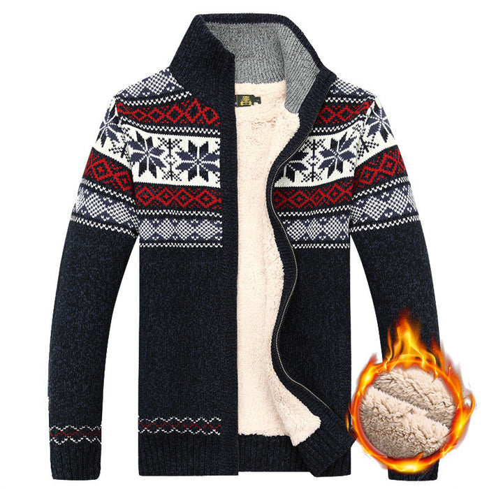 Archie | Men's fleece-lined knit cardigan with Nordic pattern