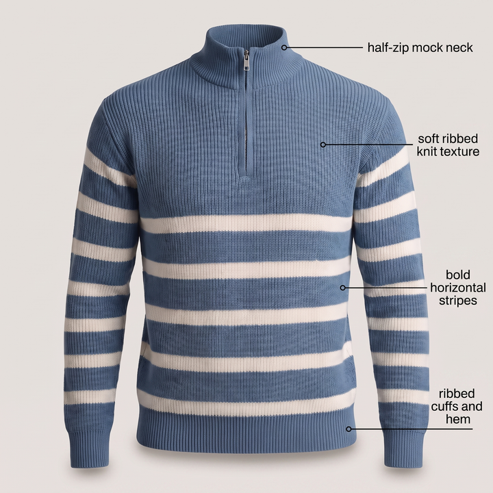 BLACKWELL STRIPE ZIP Jumper