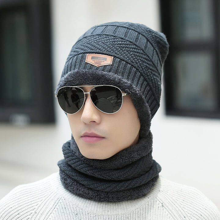 Knitted beanie and neck warmer set