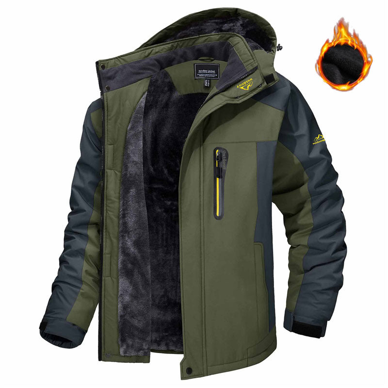Man in fleece-lined hooded winter parka