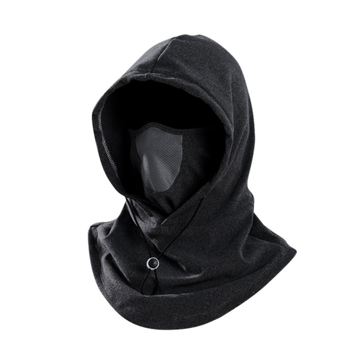 Black fleece balaclava with mesh panel