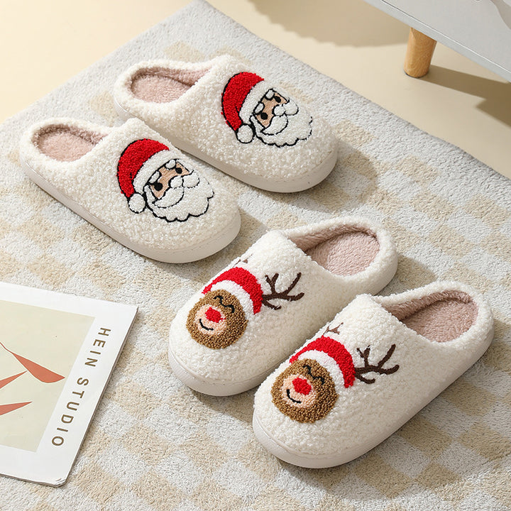 Fluffy Christmas slippers with Santa motif