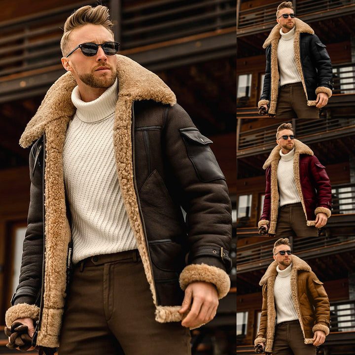 Man wearing a winter jacket with fur collar