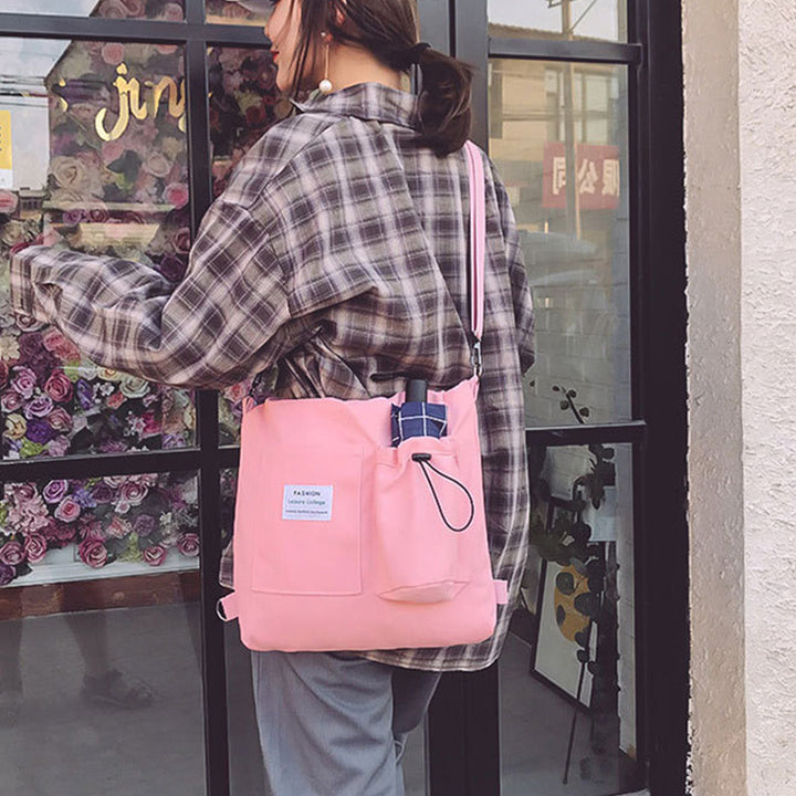 Canvas tote bag with front pockets