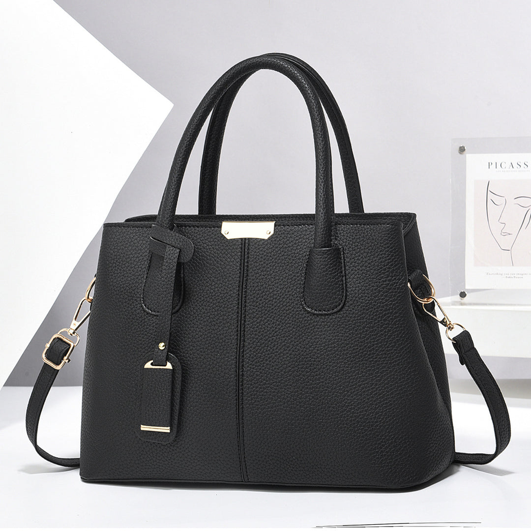 Structured faux leather tote handbag