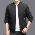 Man wearing a diamond quilted bomber jacket