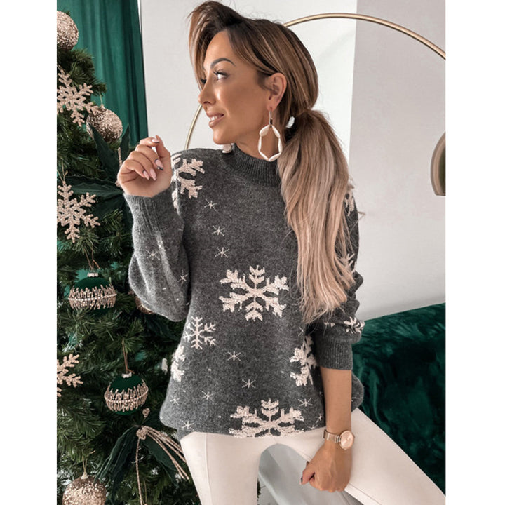 Woman in a fluffy snowflake Christmas jumper