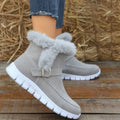 Faux suede snow boots with buckle strap