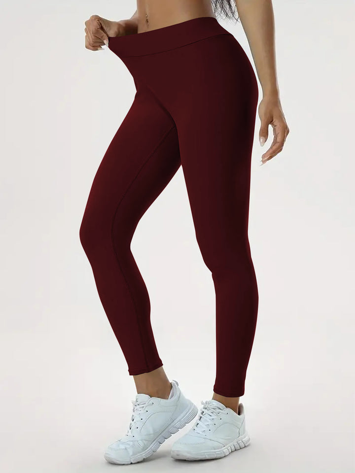 Woman in high-waisted scrunch bum leggings