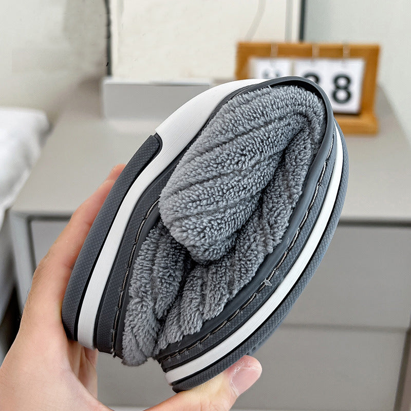 Ribbed plush closed-toe slippers