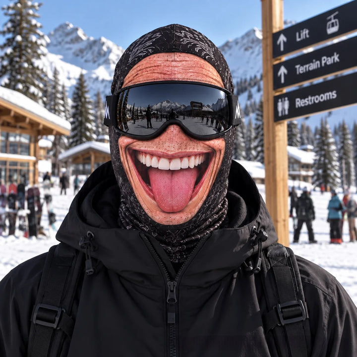 Balaclava ski mask with funny face print