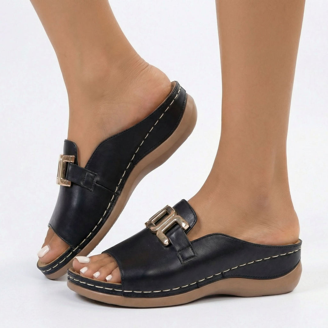 JEMIMA™ BLOCK HEEL SLIP-ON SANDALS
