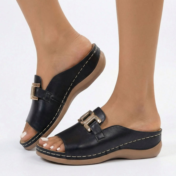 JEMIMA™ BLOCK HEEL SLIP-ON SANDALS